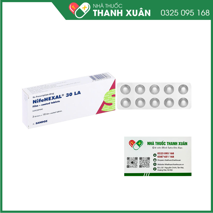 NifeHexal 30 LA điều trị đau thắt ngực, tăng huyết áp, hội chứng Raynaud